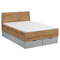 BETT 120/200 cm Grau, Eichefarben  - Eichefarben/Grau, Trend (120/200cm) - Stylife
