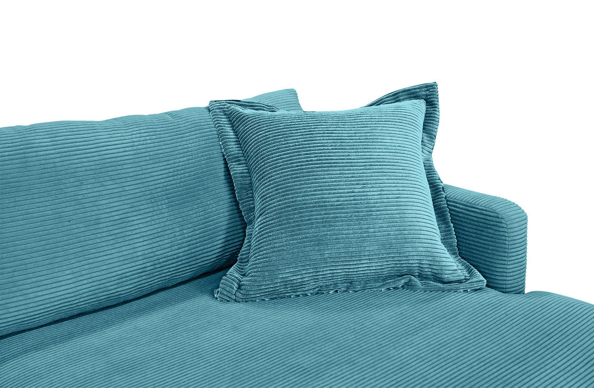 ECKSOFA JOKER Hellblau Cord  - Schwarz/Hellblau, Design, Textil/Metall (268/193cm) - P & B