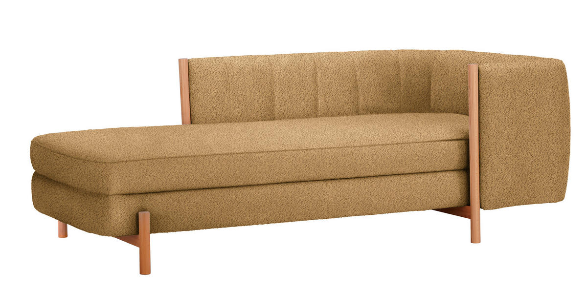 RÉCAMIERE Currygelb Plüsch  - Currygelb/Naturfarben, Design, Holz/Textil (216/90/109cm) - Niels Andersson