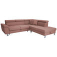ECKSOFA inkl. Funktionen Hellrot Webstoff  - Hellrot/Silberfarben, Design, Textil/Metall (257/226cm) - Xora