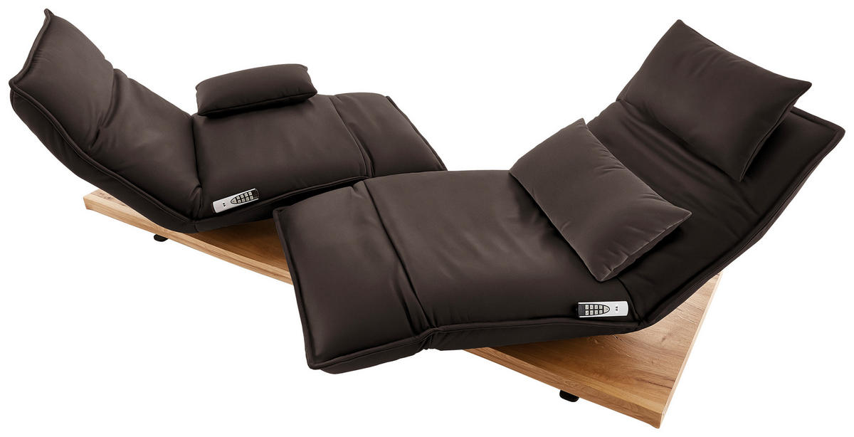 2-SITZER-SOFA in Leder Braun  - Eichefarben/Schwarz, Natur, Leder/Holz (240/63/115cm) - Koinor