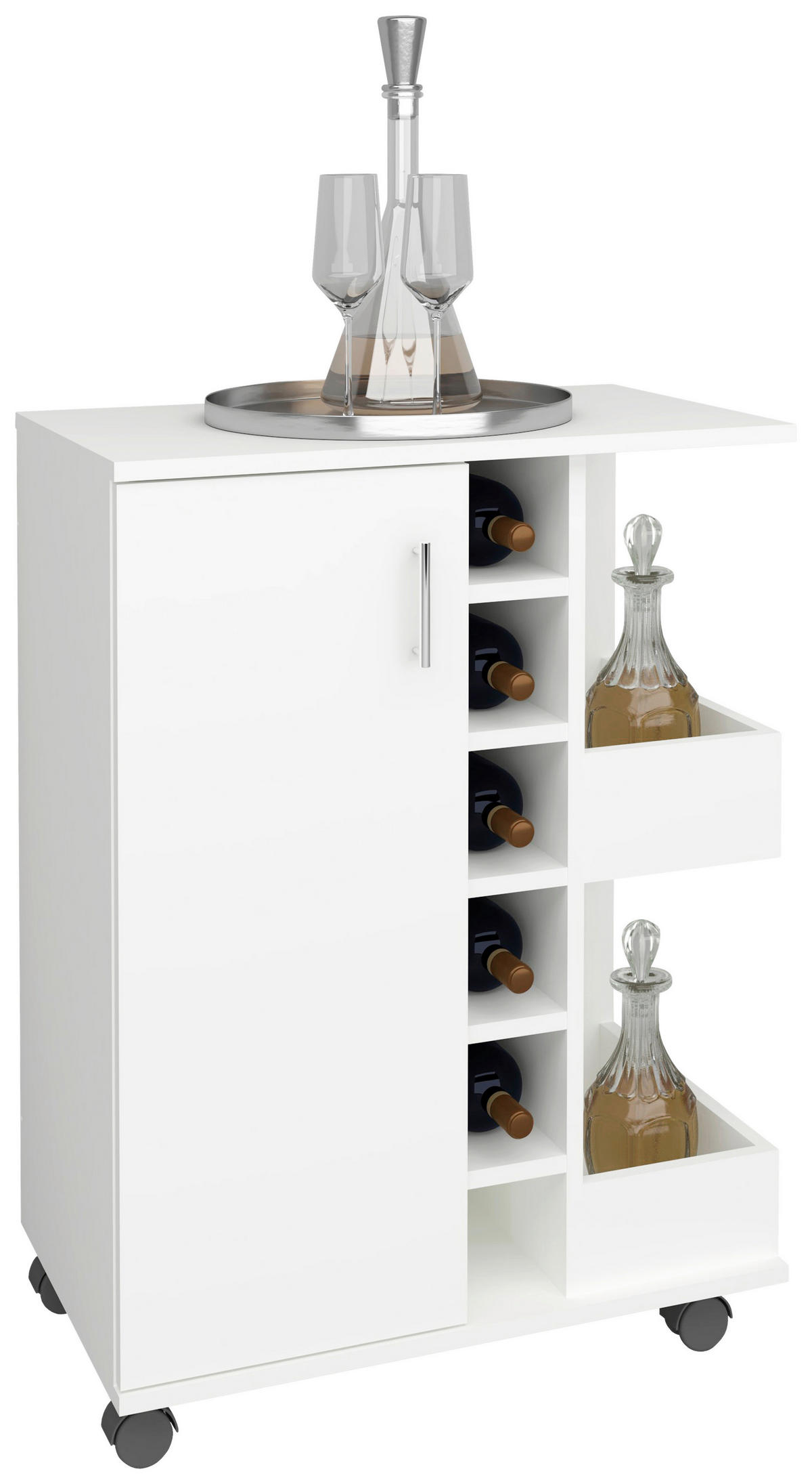 SERVIERWAGEN in Weiss  - Weiss/Silberfarben, Design, Holzwerkstoff/Kunststoff (63/85/40cm) - MID.YOU