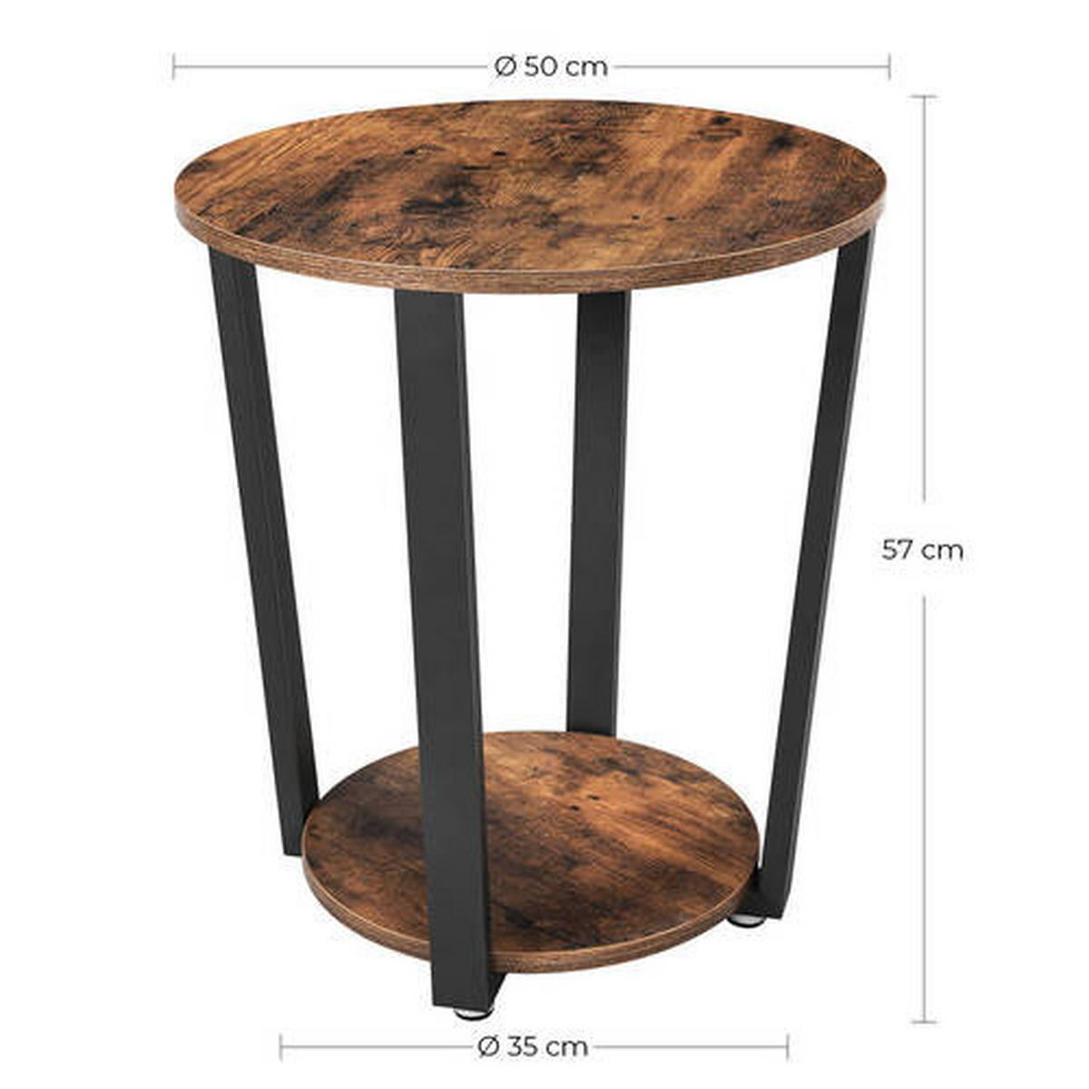 BEISTELLTISCH in Metall, Holzwerkstoff 50/50/57 cm  - Schwarz/Braun, Trend, Holzwerkstoff/Metall (50/50/57cm) - Boxxx