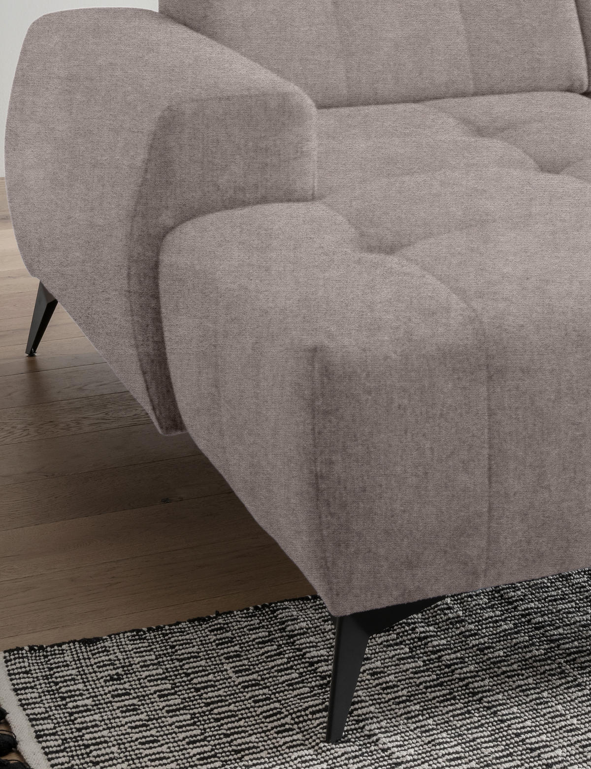 ECKSOFA in Mikrofaser Taupe  - Taupe/Schwarz, Modern, Textil/Metall (180/258cm) - Livetastic