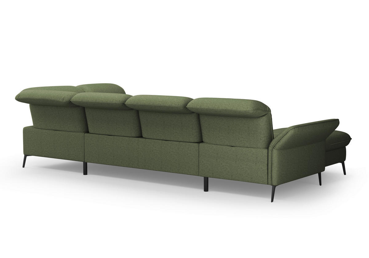 WOHNLANDSCHAFT in Flachgewebe Olivgrün  - Schwarz/Olivgrün, Konventionell, Textil/Metall (198/359/231cm) - Sit & More