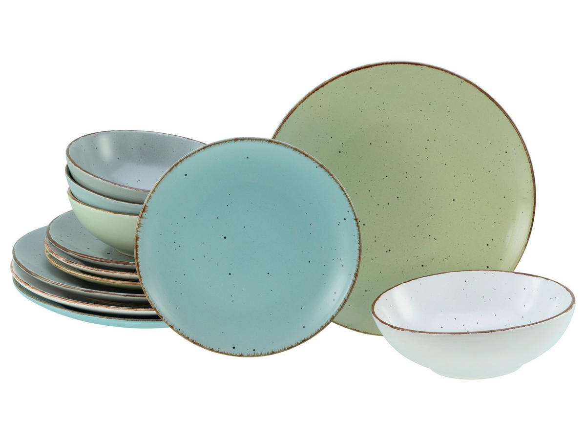 SERVIS Fashion 12 delar  - ljusgrå/pastellgrön, Basics, keramik - Creatable