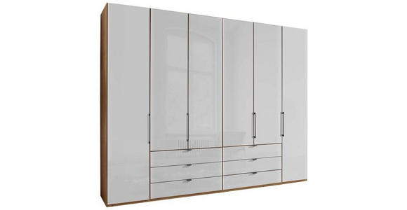 FALTTÜRENSCHRANK 300/236/58 cm 6-türig  - Schieferfarben/Eiche Bianco, KONVENTIONELL, Glas/Holzwerkstoff (300/236/58cm) - Dieter Knoll