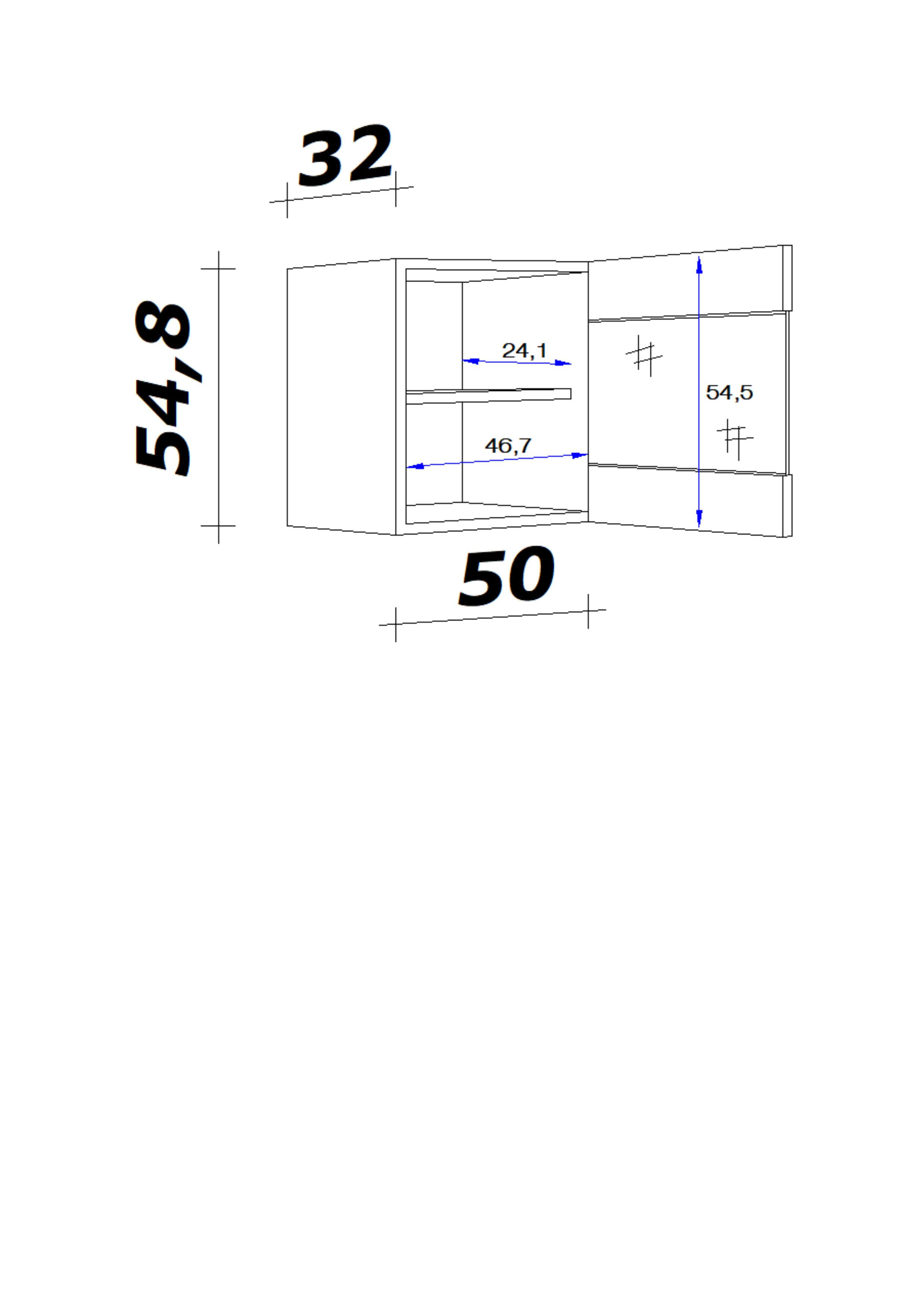 KÜCHENOBERSCHRANK 50/54,8/32 cm  in Eiche San Remo  - Edelstahlfarben/Eiche San Remo, MODERN, Holzwerkstoff/Metall (50/54,8/32cm) - FlexWell