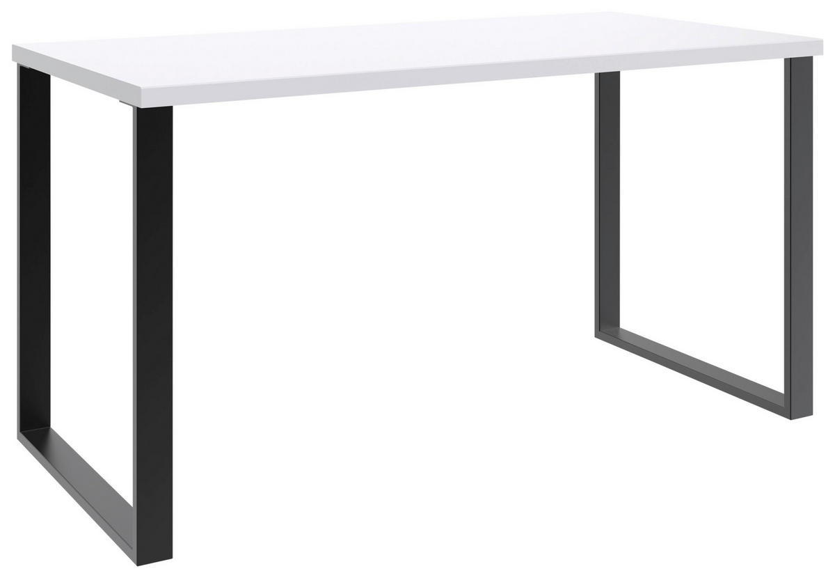 JUGENDSCHREIBTISCH 140/70/75 cm  in Schwarz, Weiss  - Weiss/Schwarz, Basics, Holzwerkstoff/Metall (140/70/75cm) - Boxxx