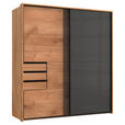 SCHWEBETÜRENSCHRANK  in Grau, Eichefarben  - Eichefarben/Grau, KONVENTIONELL, Holzwerkstoff/Kunststoff (180/198/65cm) - Carryhome