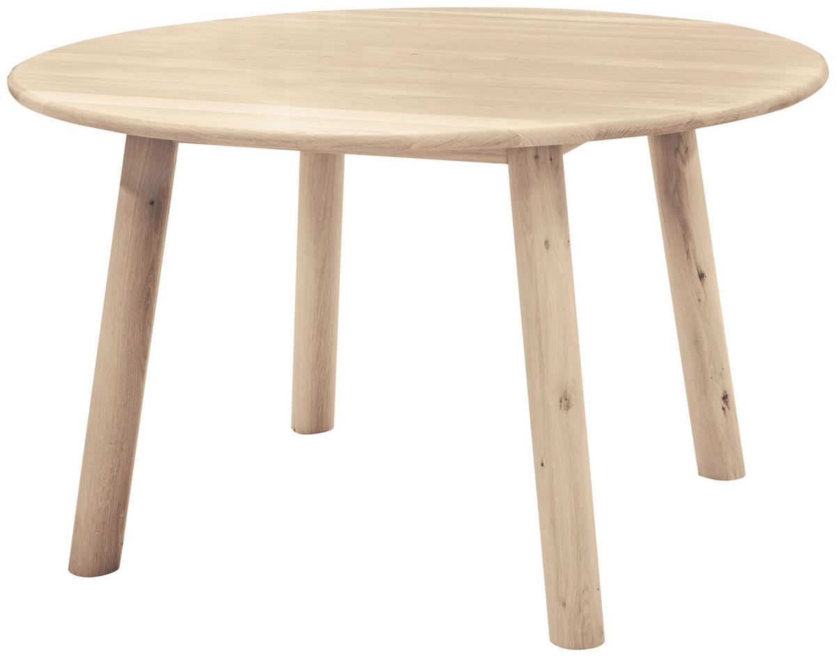 ESSTISCH 125/125/76 cm Echtholz  Holz rund Eiche Bianco  - Eiche Bianco/Eichefarben, Design, Holz (125/125/76cm) - Niels Andersson