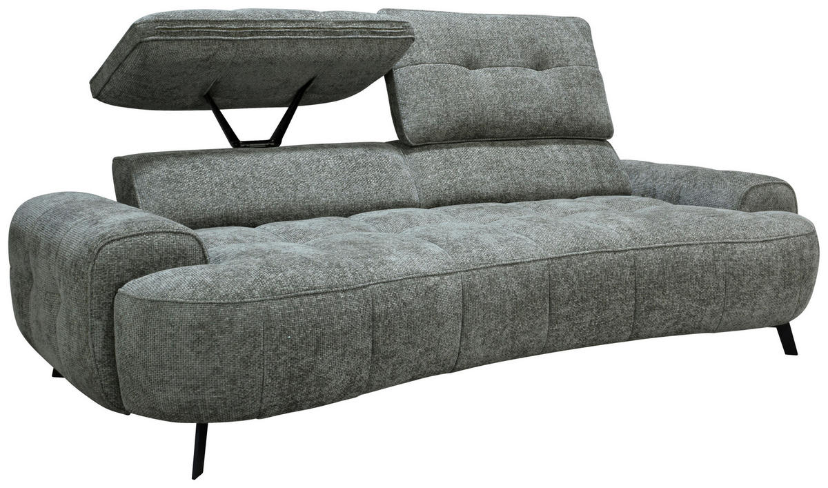 2-SITZER-SOFA Chenille Grau  - Schwarz/Grau, Design, Kunststoff/Textil (230/84/104/111/122cm) - Livetastic