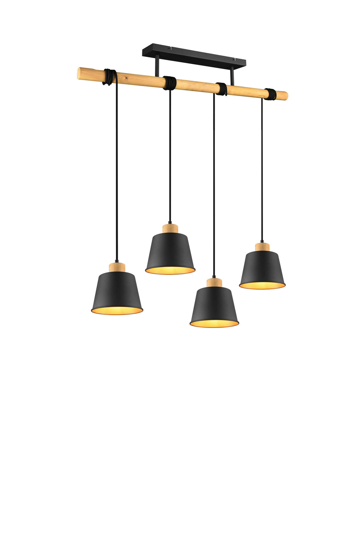 PENDELLAMPA Harris 18/150 cm  - svart/guldfärgad, Modern, metall/trä (18/150cm) - Trio Leuchten