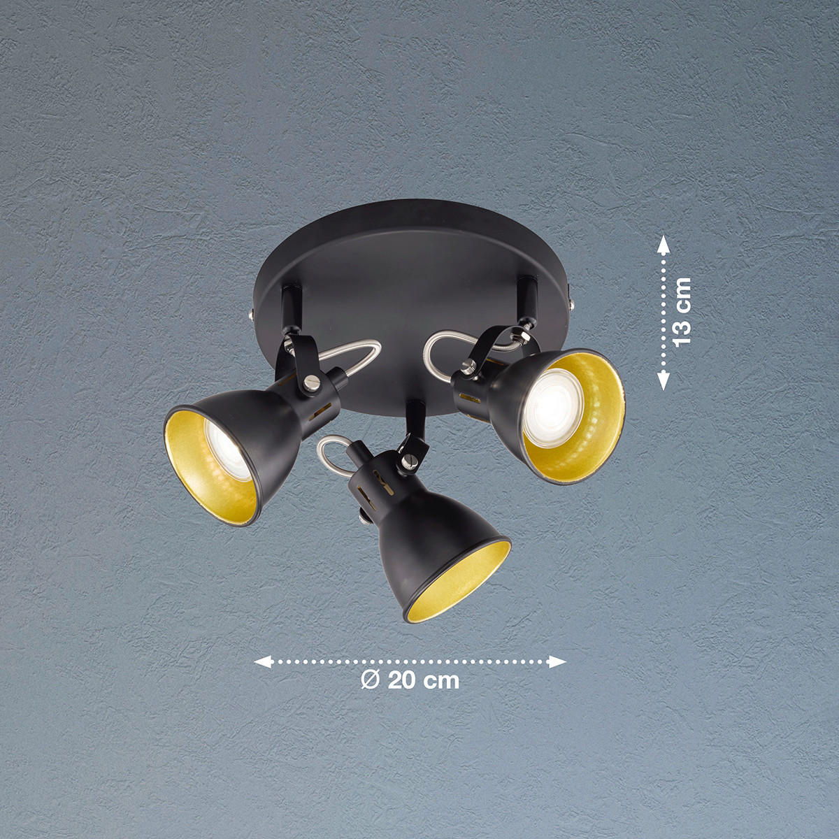 LED REFLEKTOR Bobby  - zlatne boje/crna, Trend, metal (20/13cm)