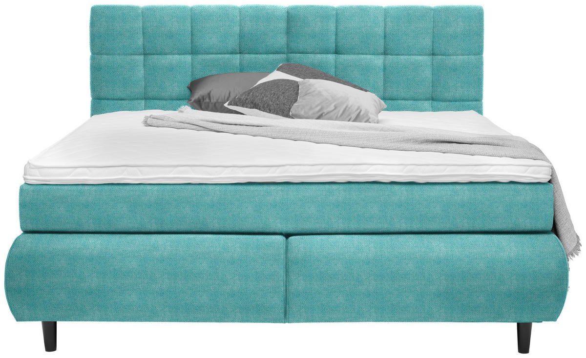 BOXSPRINGBETT 160/200 cm  in Türkis  - Türkis/Schwarz, Konventionell, Holz/Textil (160/200cm) - Ti'me