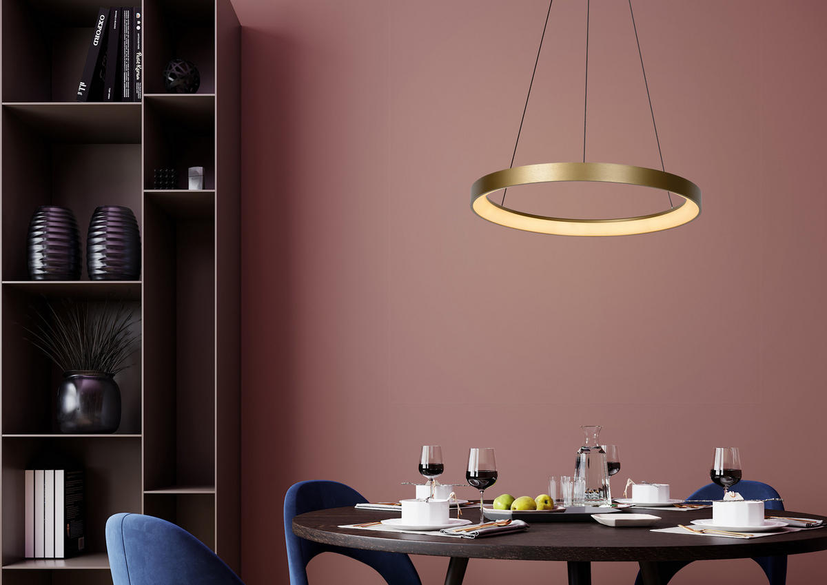 LED-HÄNGELEUCHTE Vidal   - Messingfarben/Opal, Design, Kunststoff/Metall (58/150cm) - Lucide