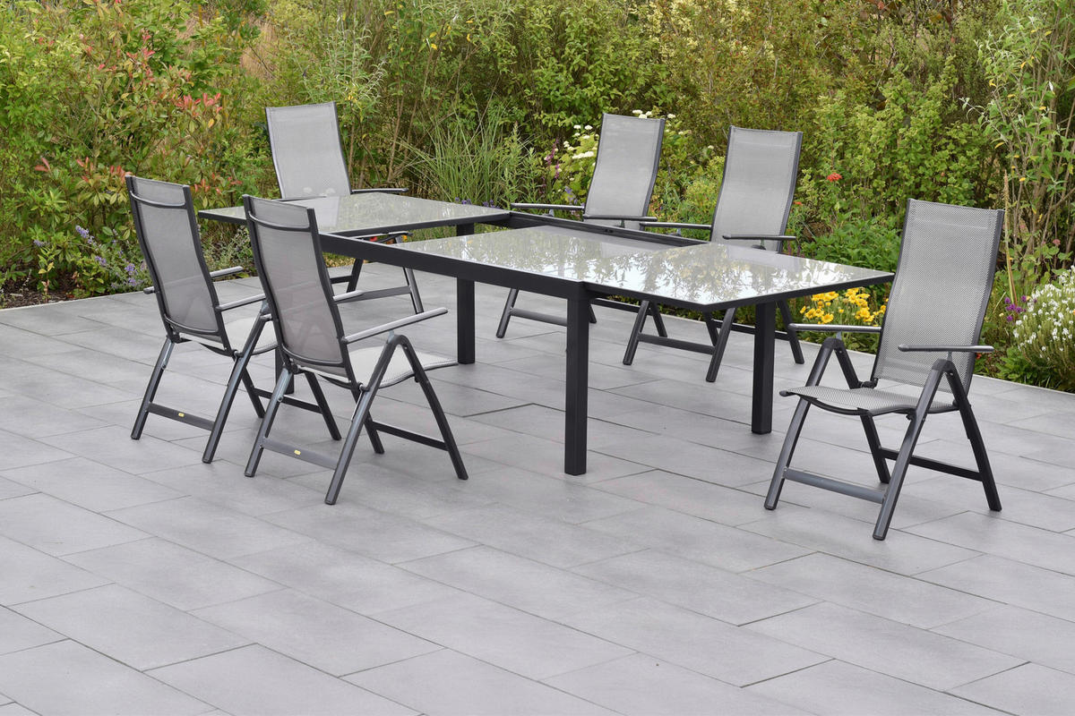 GARTENSET Aluminium  - Graphitfarben/Braun, MODERN, Textil/Metall - Gardenson