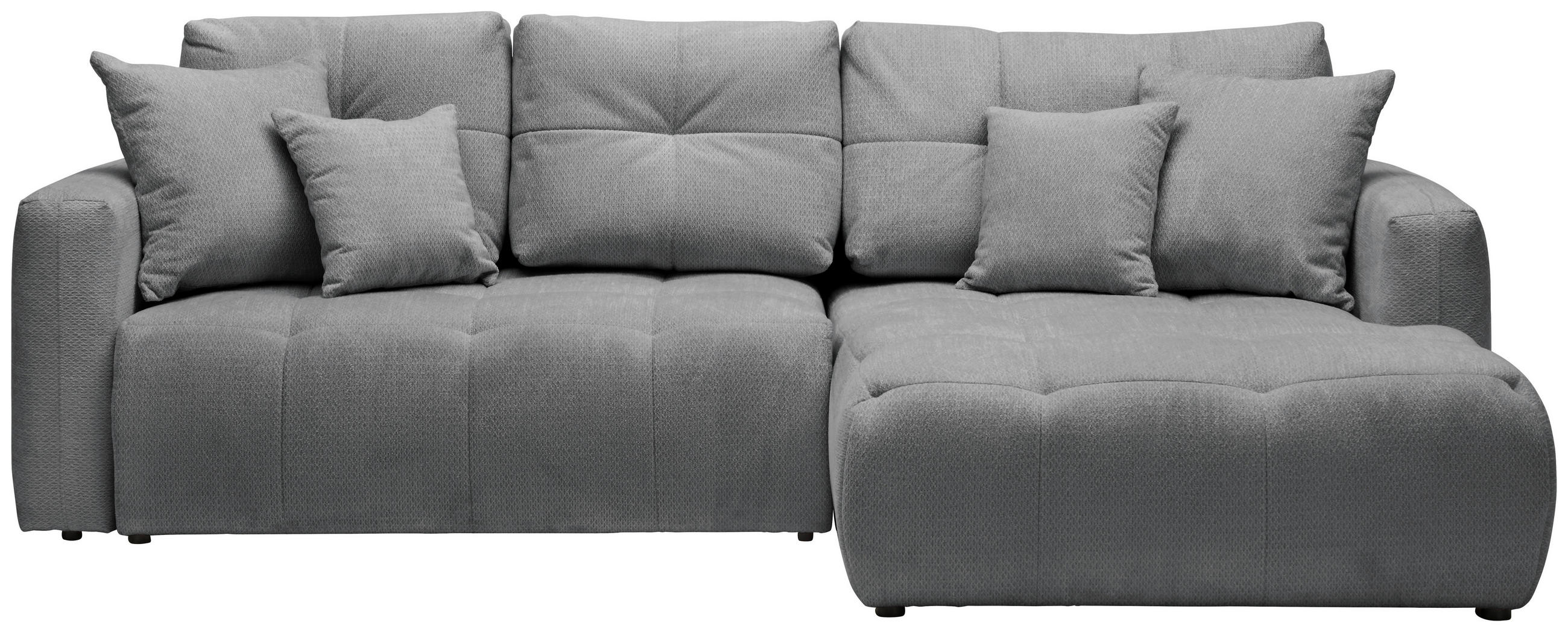 ECKSOFA Grau, Dunkelgrau Chenille Zierkissen, Rückenkissen, Bettkasten, Schlaffunktion, Rücken echt, Liegefläche im Originalstoff  - Dunkelgrau/Schwarz, MODERN, Kunststoff/Textil (276/172cm) - Hom`in