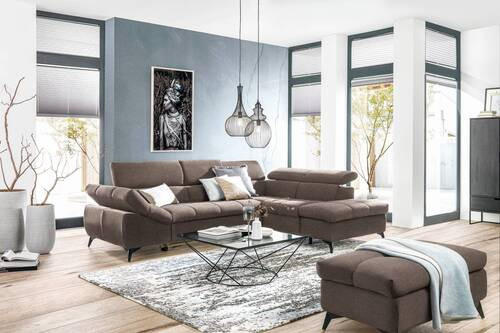 ECKSOFA in Mikrofaser Taupe  279/210 cm  - Taupe/Schwarz, Design, Kunststoff/Textil (279/210cm) - Stylife