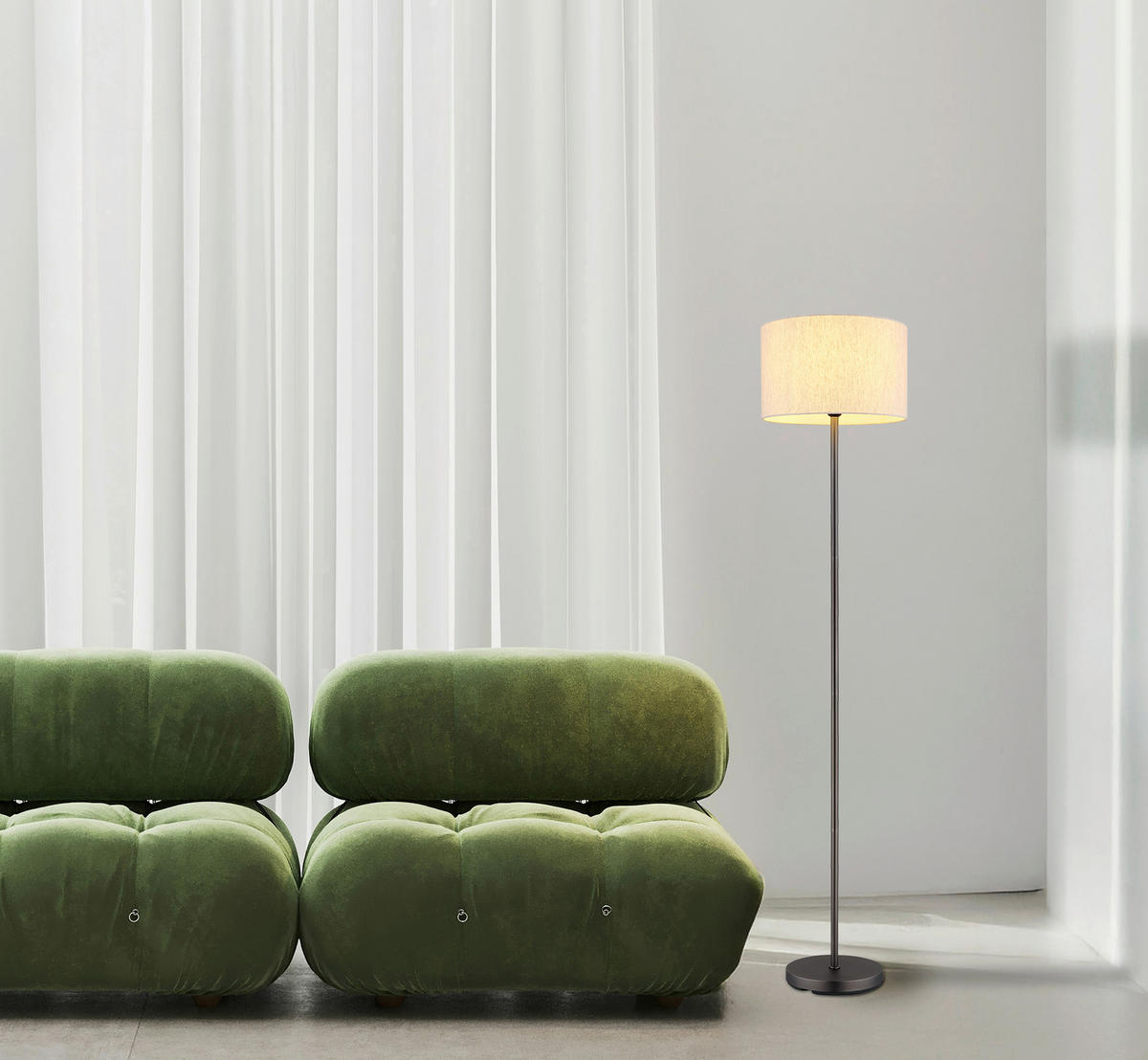 STOJACÍ LAMPA, 35/160 cm  - černá/krémová, Design, kov/textil (35/160cm) - Globo