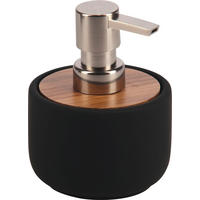 SEIFENSPENDER  - Schwarz/Braun, Basics, Holz/Keramik (9,1/12,6/9,1cm) - Sadena