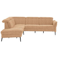 ECKSOFA in Struktur Cognac  - Cognac/Schwarz, Modern, Textil/Metall (235/275cm) - Cantus