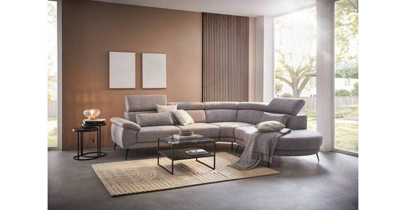ECKSOFA Grau Velours - Schwarz/Grau, Design, Textil/Metall (299/264cm) - Novel