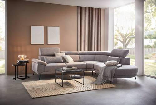 ROHOVÁ SEDACIA SÚPRAVA, textil, sivá - čierna/sivá, Design, kov/textil (299/264cm) - Novel