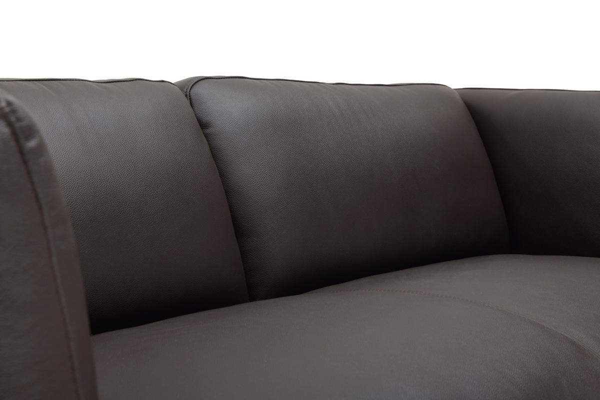 3-SITZER-SOFA SERA Echtleder Lederlook Braun  - Dunkelbraun/Braun, Design, Leder/Holz (190/72/88cm) - Livetastic