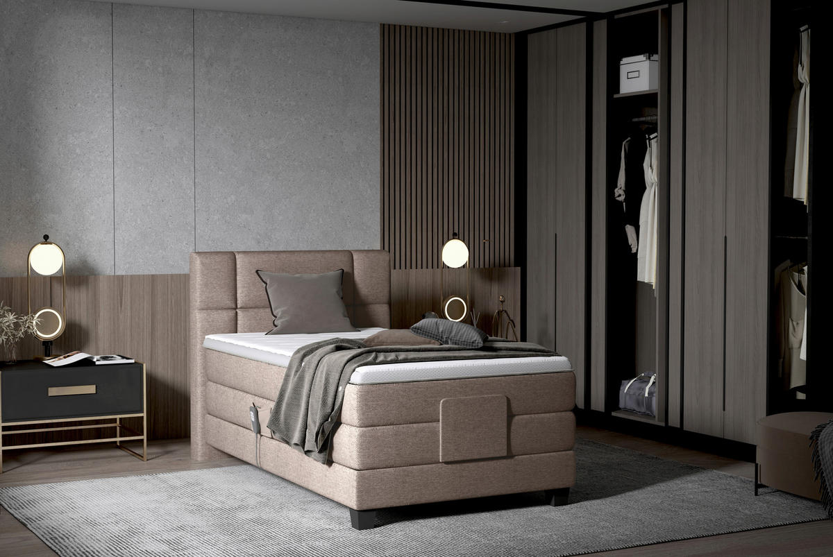 BOXSPRINGBETT 90/200 cm  in Braun  - Schwarz/Braun, KONVENTIONELL, Holz/Kunststoff (90/200cm) - Esposa
