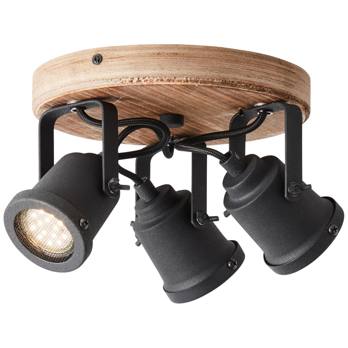DECKENSTRAHLER Inge 26/13 cm   - Schwarz/Braun, KONVENTIONELL, Holz/Metall (26/13cm) - Brilliant