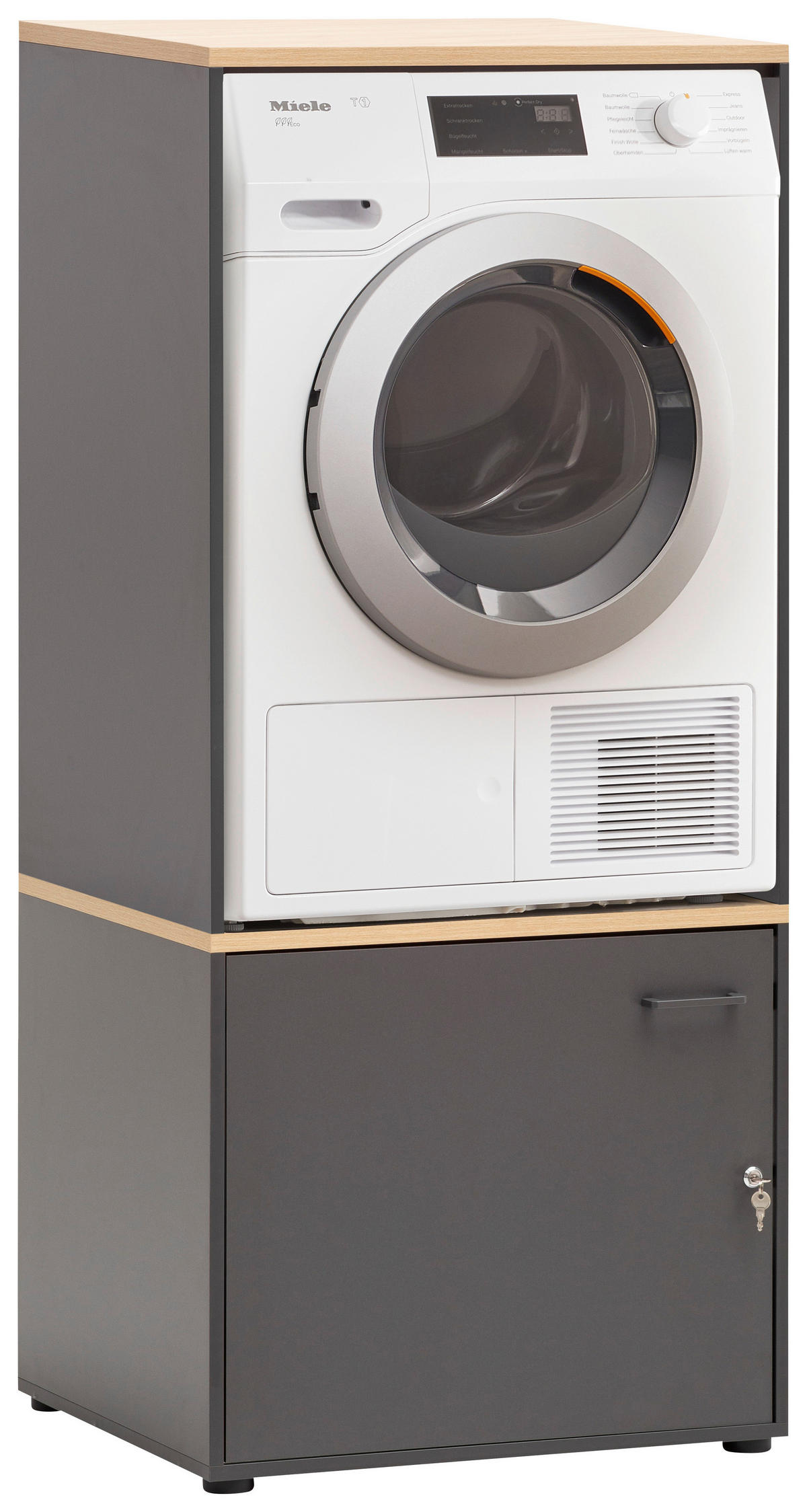 WASCHMASCHINENSCHRANK 67,1/154,7/60 cm  in Anthrazit, Eichefarben  - Chromfarben/Eichefarben, MODERN, Holzwerkstoff/Kunststoff (67,1/154,7/60cm) - MID.YOU