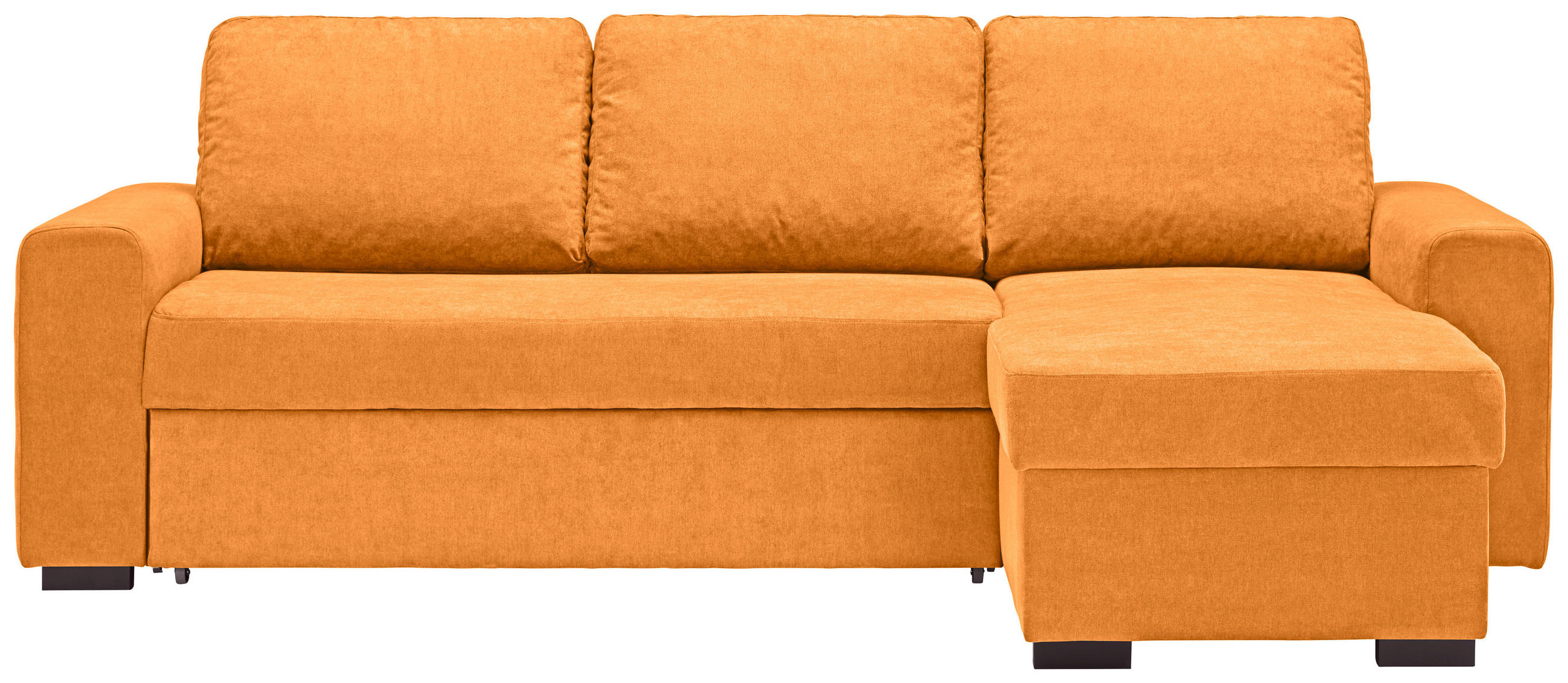 WOHNLANDSCHAFT inkl.Funktionen Orange Webstoff - Schwarz/Orange, Design, Textil (245/160cm) - Xora