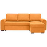 WOHNLANDSCHAFT inkl.Funktionen Orange Webstoff  - Schwarz/Orange, Design, Textil (245/160cm) - Xora