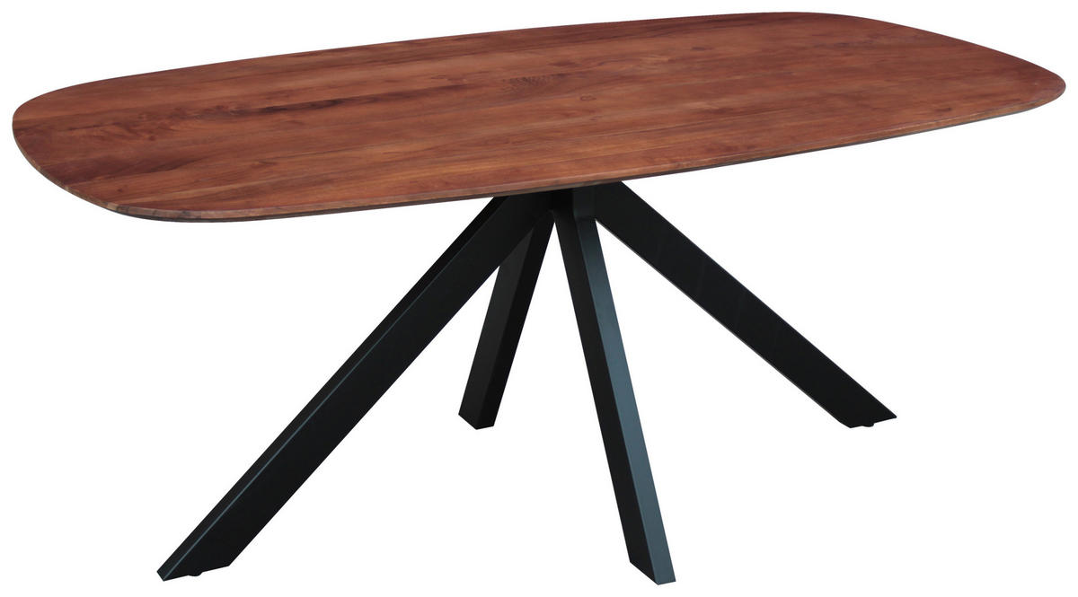 ESSTISCH Akazie oval Braun, Akaziefarben  - Schwarz/Braun, Design, Holz/Metall (180/100/76cm) - MID.YOU