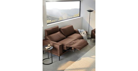 2,5-SITZER in Leder Braun - Schwarz/Braun, Design, Leder/Metall (200/102/92cm) - Johann Jakob