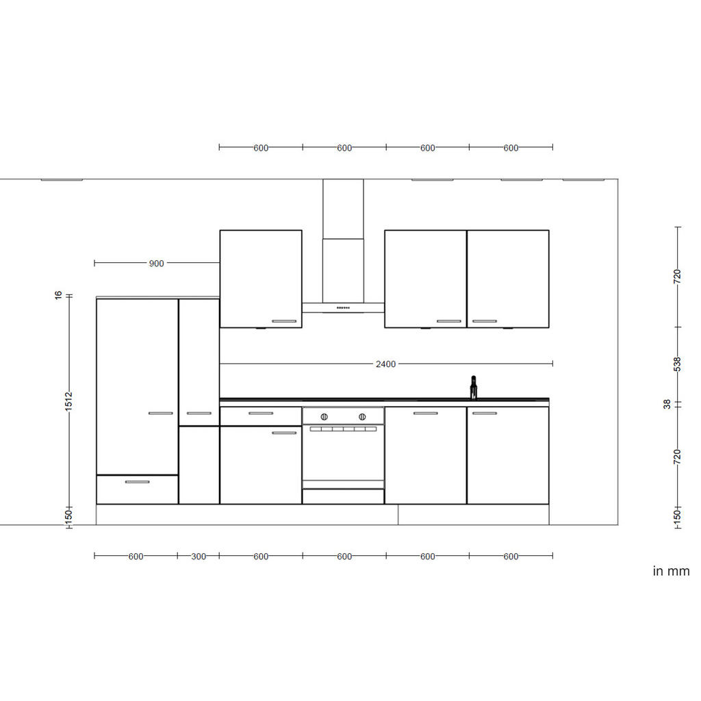 Thumbnail - Nobilia Küchenleerblock Touch, Eiche, Magnolie, Metall, 2 Schubladen, nur wie online abgebildet bestellbar, 330 cm, Blau...