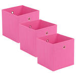 FALTBOX 3er Set Metall, Textil, Karton Silberfarben, Pink  - Pink/Silberfarben, Design, Karton/Textil (32/32/32cm) - Carryhome