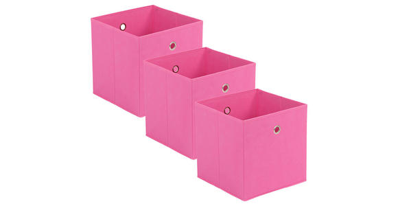 FALTBOX 3er Set Metall, Textil, Karton Silberfarben, Pink  - Pink/Silberfarben, Design, Karton/Textil (32/32/32cm) - Carryhome
