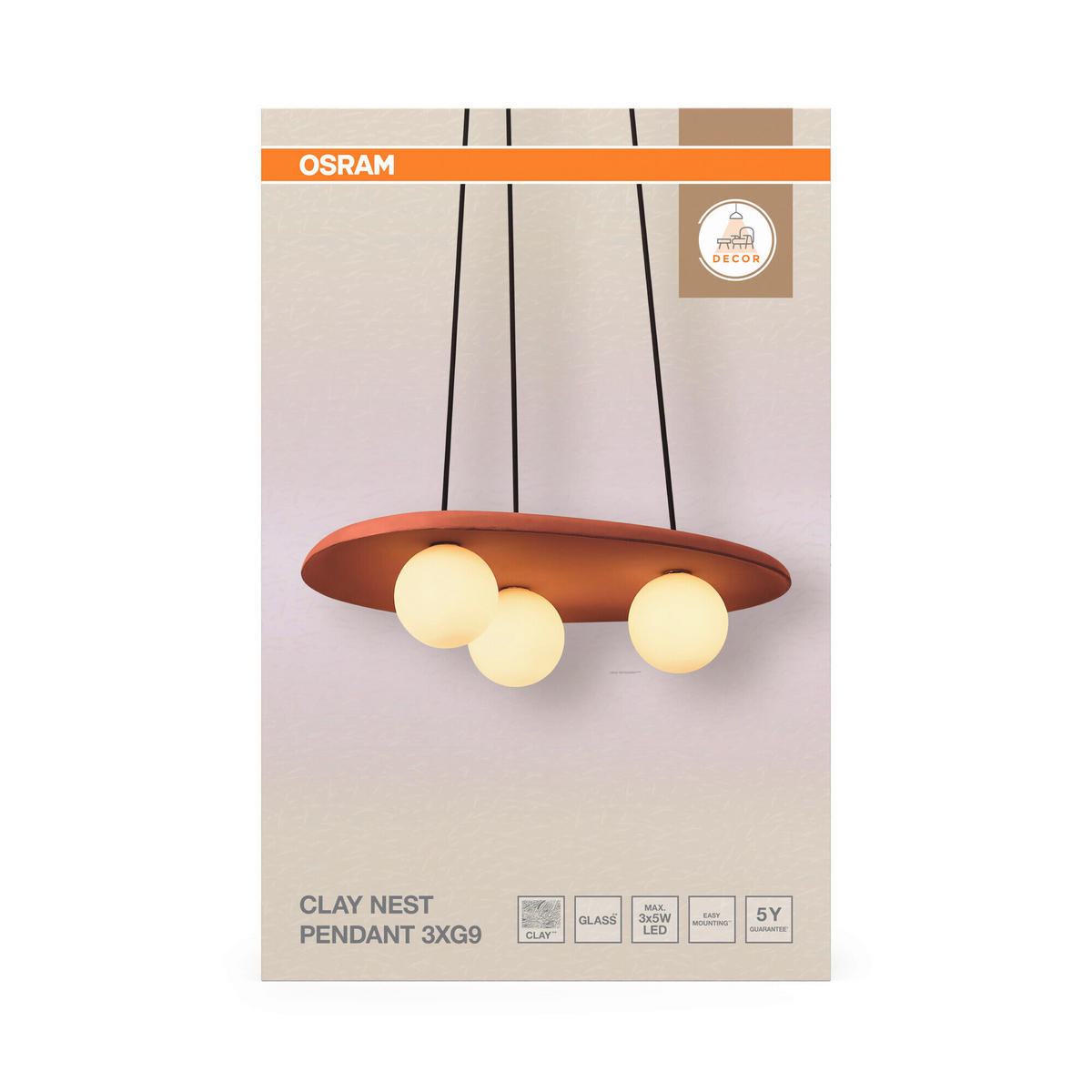 HÄNGELEUCHTE 50/38.5/150 cm  - Braun, Basics, Glas/Stein (50/38.5/150cm) - Osram