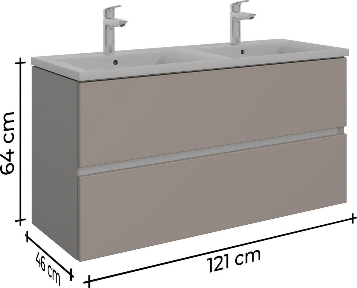 WASCHTISCHKOMBI 121 cm  - Beigebraun/Weiß, MODERN, Keramik/Holzwerkstoff (121cm) - Celina Home