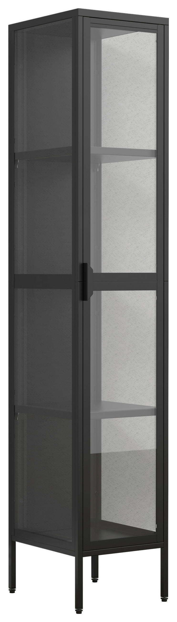 VITRINE Floka in Schwarz  - Transparent/Schwarz, Design, Glas/Metall (30/160/35cm) - MID.YOU