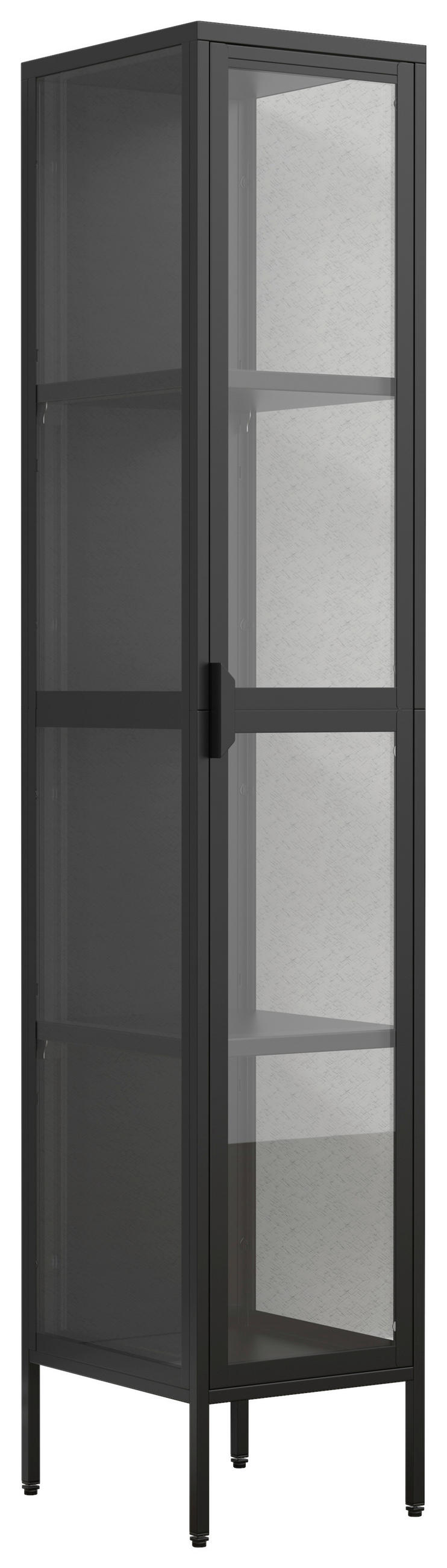 VITRINE Schwarz  - Transparent/Schwarz, Design, Glas/Metall (30/160/35cm) - MID.YOU