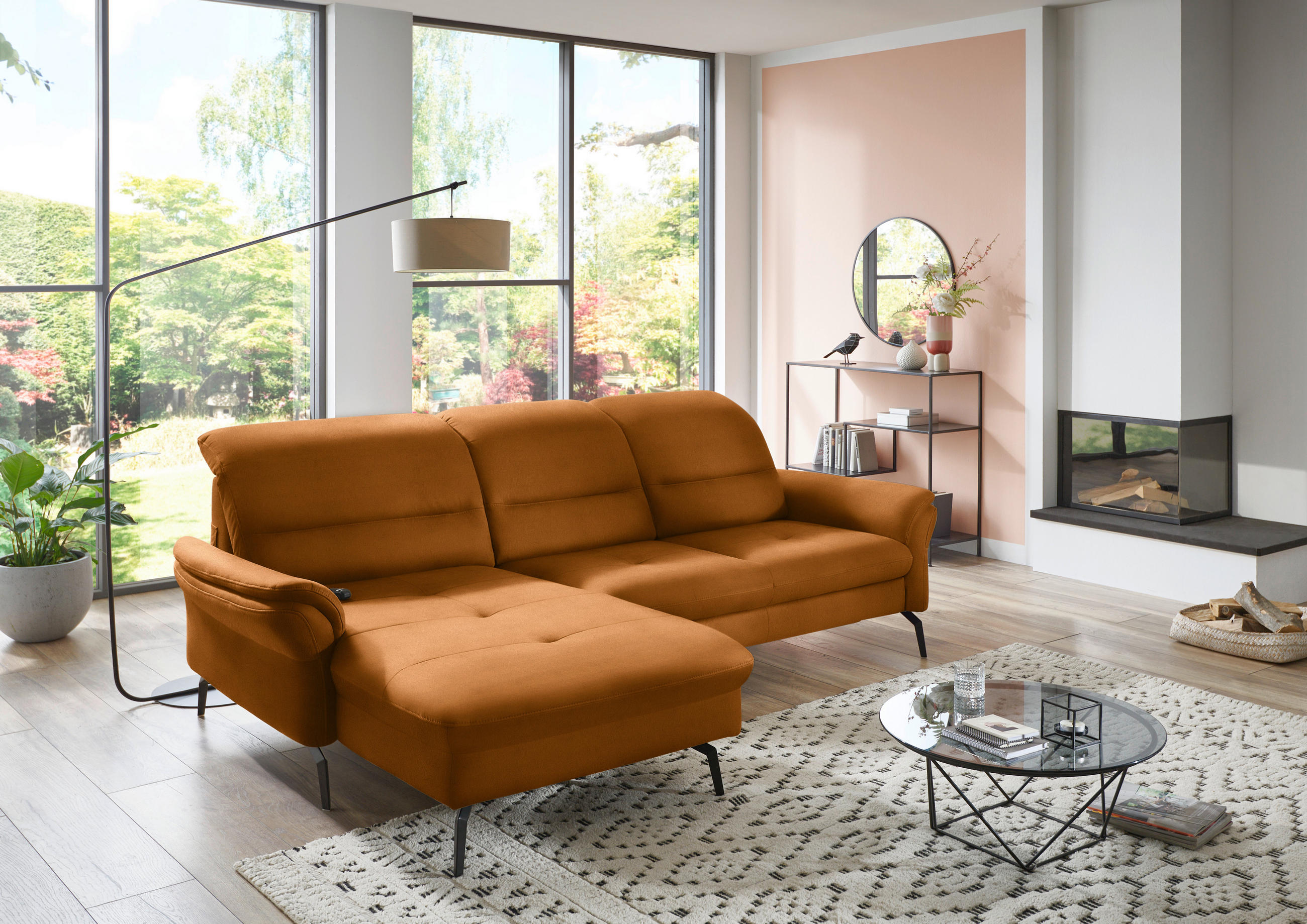 ECKSOFA in Flachgewebe Currygelb  181/260 cm  - Currygelb/Schwarz, KONVENTIONELL, Textil/Metall (181/260cm) - Beldomo Speed