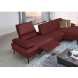 ECKSOFA in Echtleder Rot  - Rot/Schwarz, Design, Leder/Metall (325/157cm) - Dieter Knoll