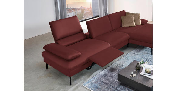 ECKSOFA in Echtleder Rot  - Rot/Schwarz, Design, Leder/Metall (325/157cm) - Dieter Knoll