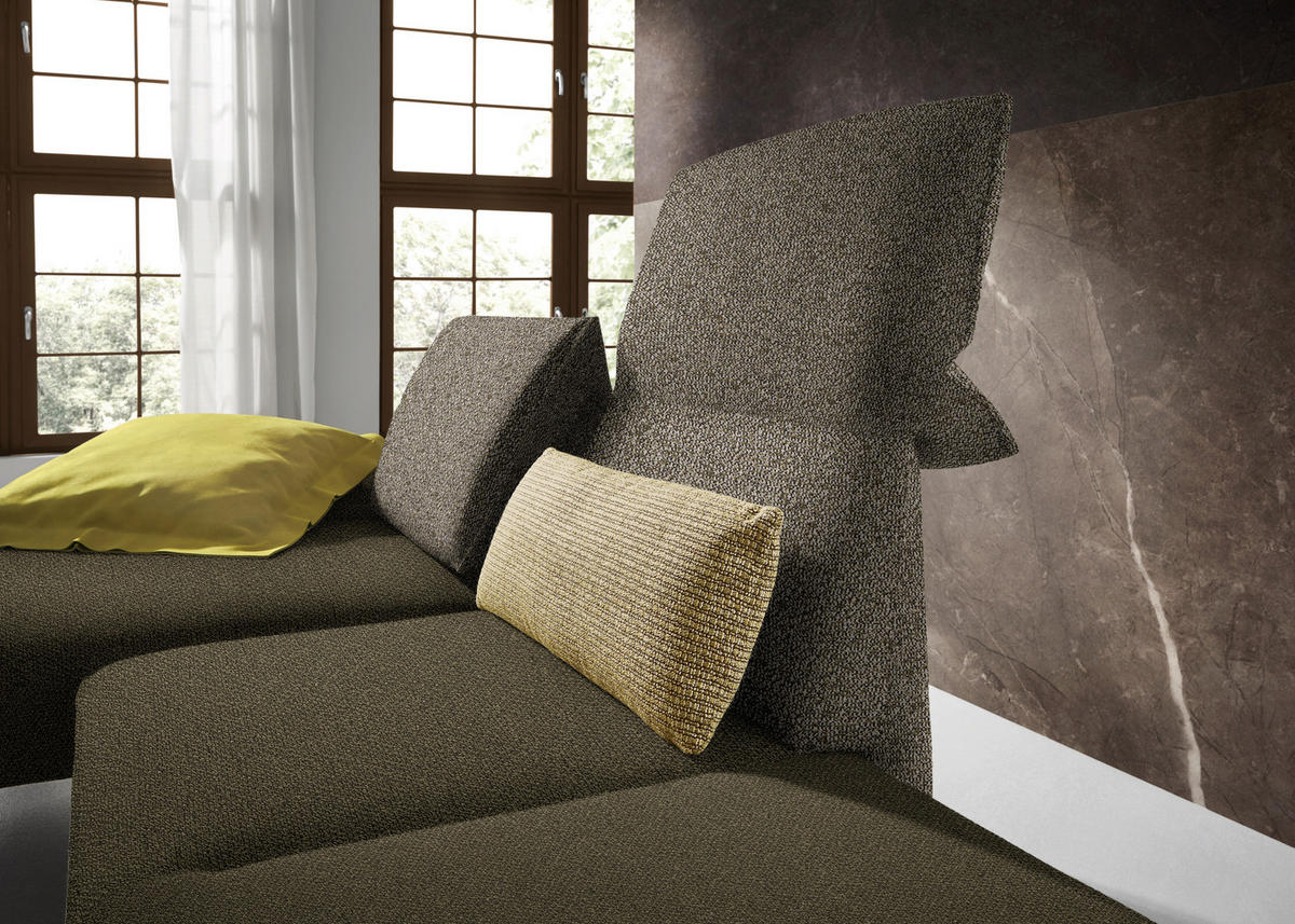 ECKSOFA in Flachgewebe Grün, Olivgrün  132/240 cm  - Chromfarben/Olivgrün, Design, Holz/Textil (132/240cm) - Koinor