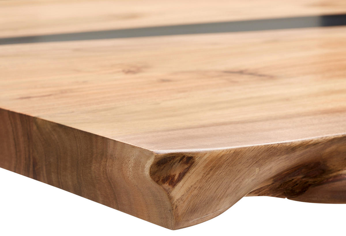 ESSTISCH in Holz, Metall 220/100/76 cm   - Schwarz/Akaziefarben, Lifestyle, Holz/Metall (220/100/76cm) - Linea Natura