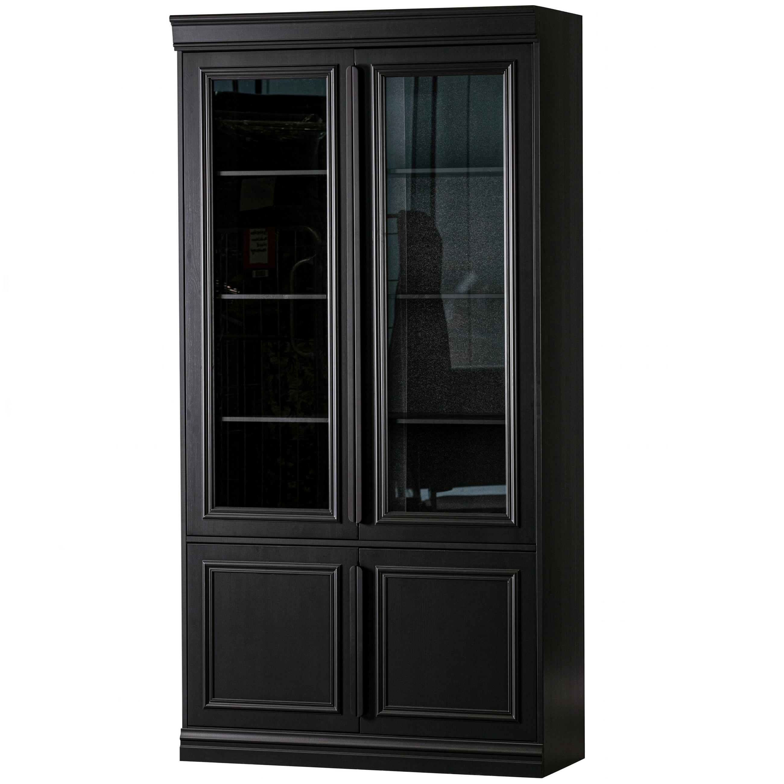 VITRINE in massiv Kiefer Schwarz  - Schwarz, Design, Glas/Holz (110/215/44cm) - Livetastic