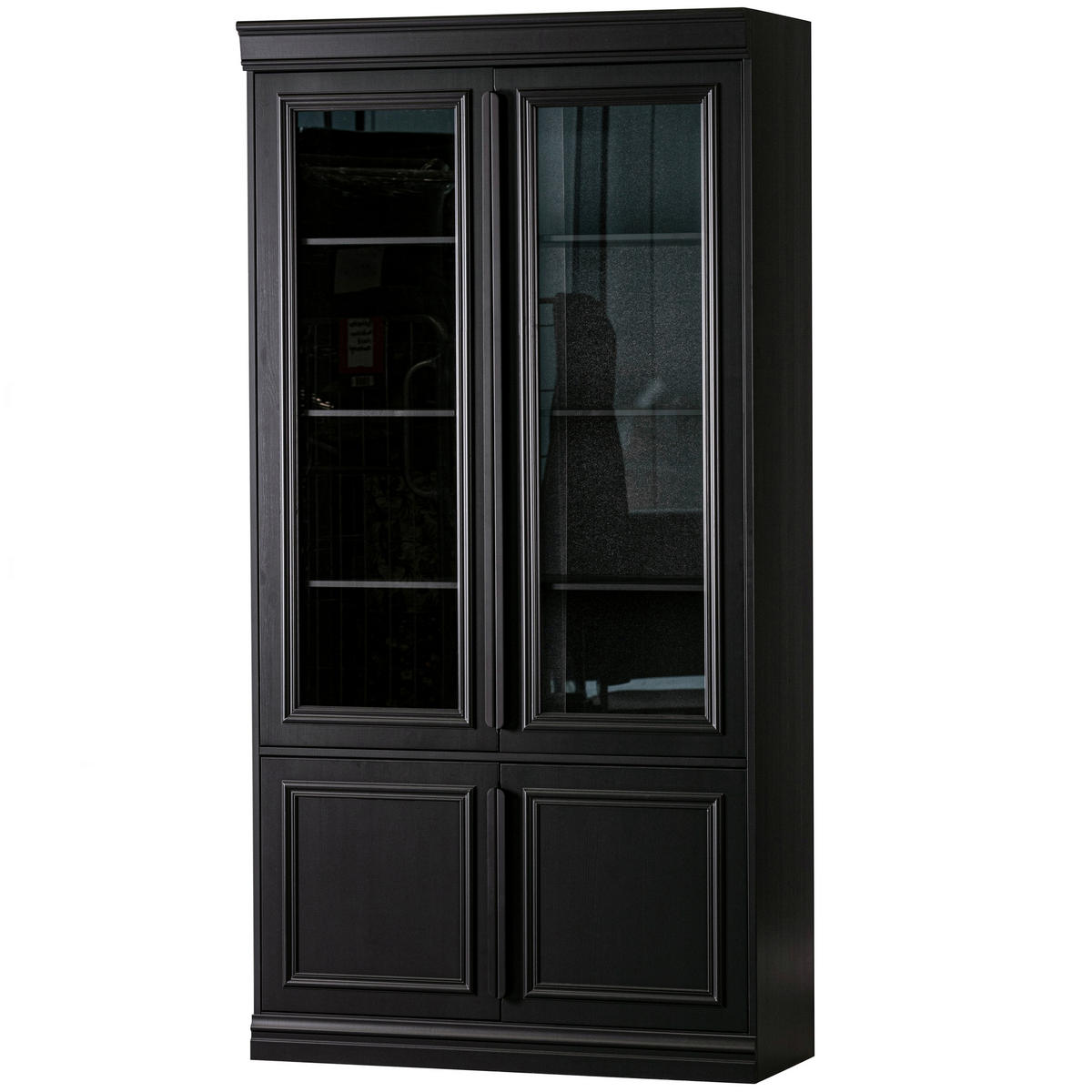 VITRINE  in massiv Kiefer Schwarz  - Schwarz, Design, Glas/Holz (110/215/44cm) - Livetastic